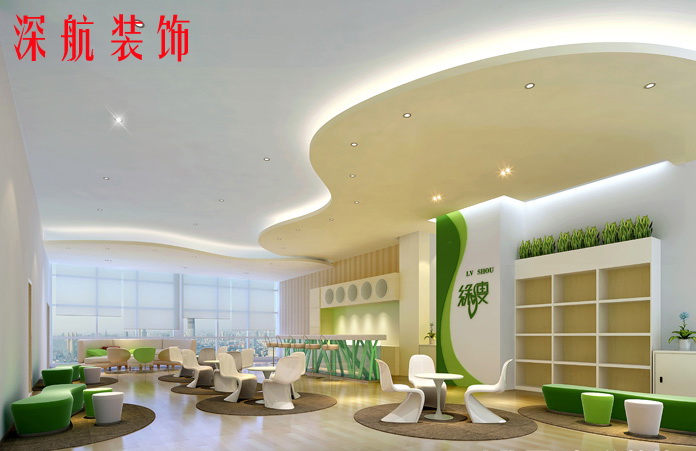 绿瘦集团办公室装修前台效果图